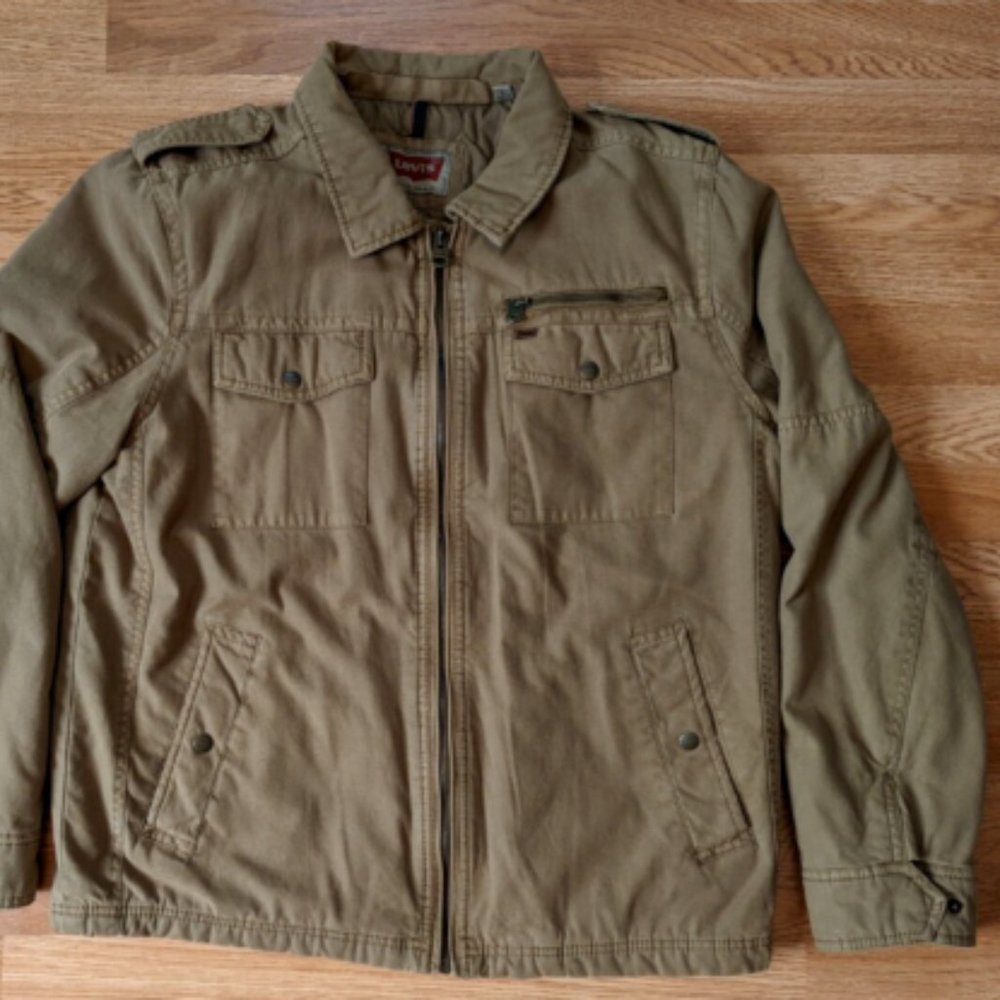 Vintage Levi's Jacket Adult L Trucker Twill Khaki Quilted Coat Men's Workwear